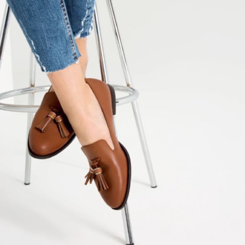 Zara brown tassel loafers